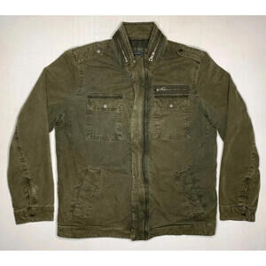 G. H. Bass & Co. Large Olive Quilted Lined Trucker Barn Chore Jacket P151